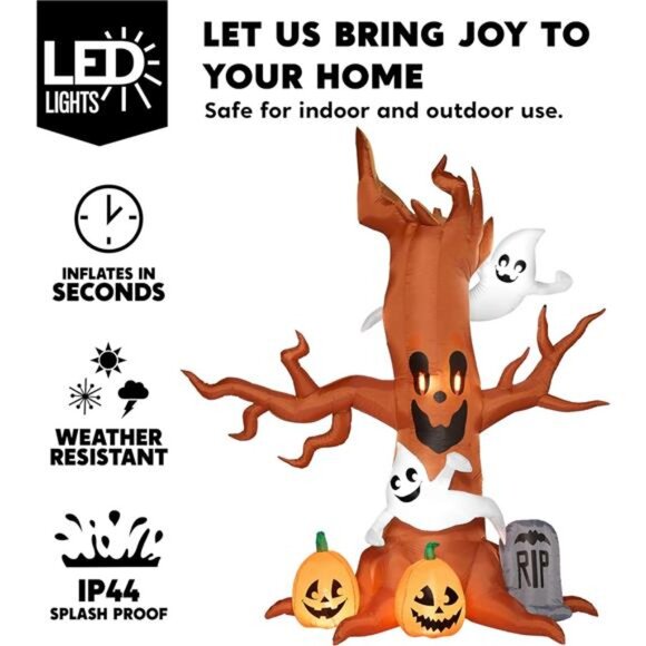 Joiedomi 8‎ FT Halloween Inflatable Scary Tree with Ghost Decorations, Pumpkin - Picture 4 of 8